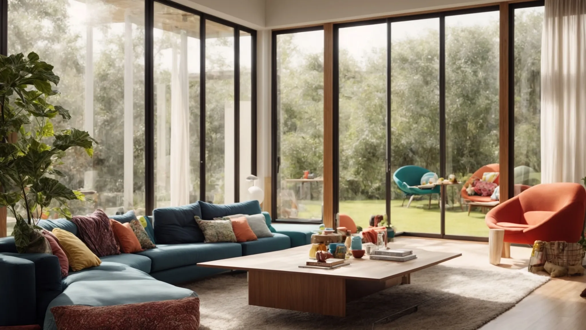 a spacious living room featuring comfortable sofas