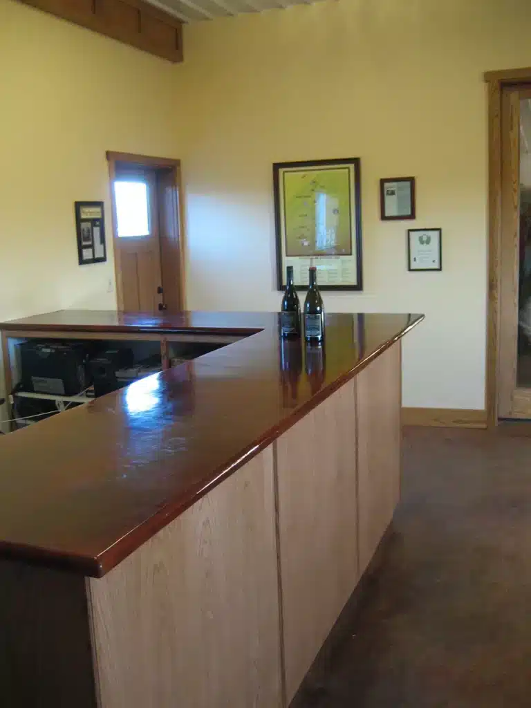 Polished bar countertop featured in Newberg tasting room renovation