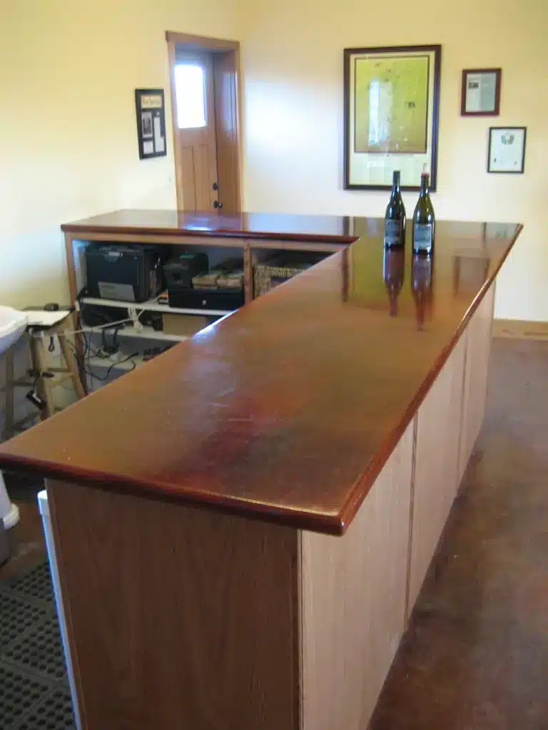 Custom wood bar installed in Newberg tasting room build-out