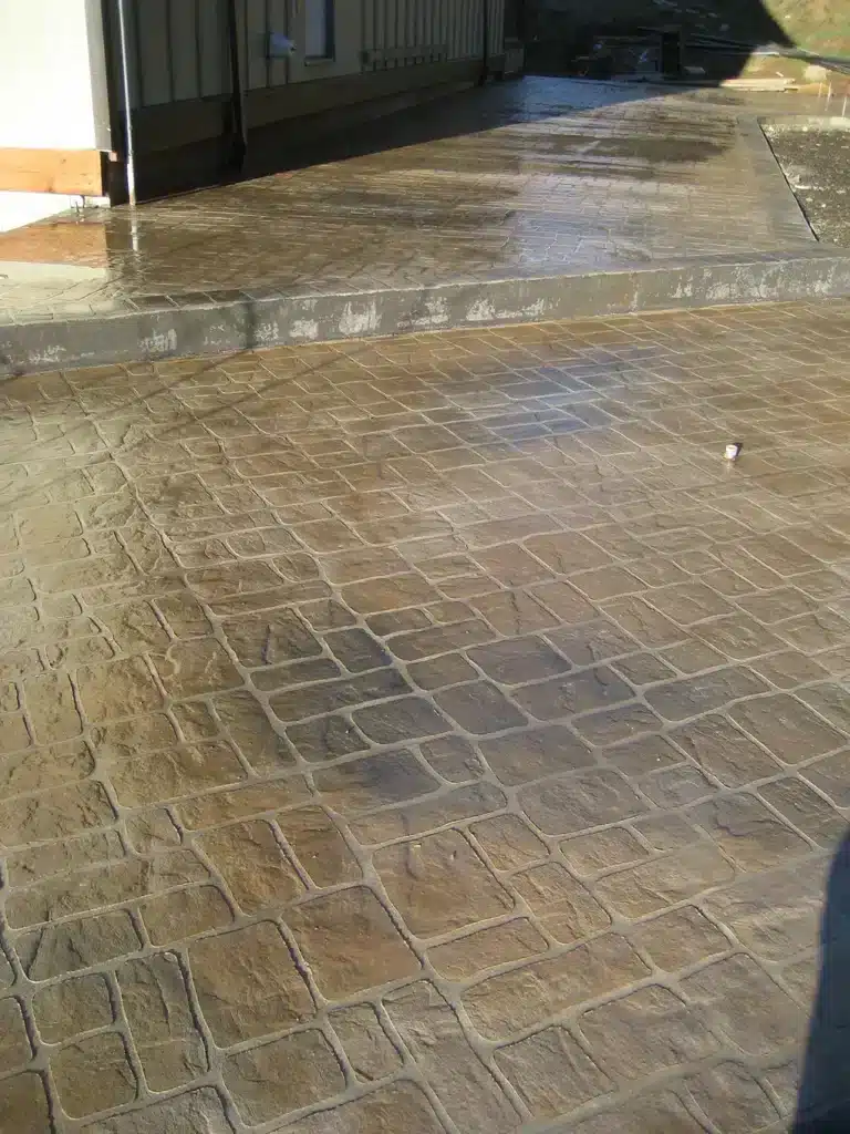 Detailed view of stamped concrete patio surface texture