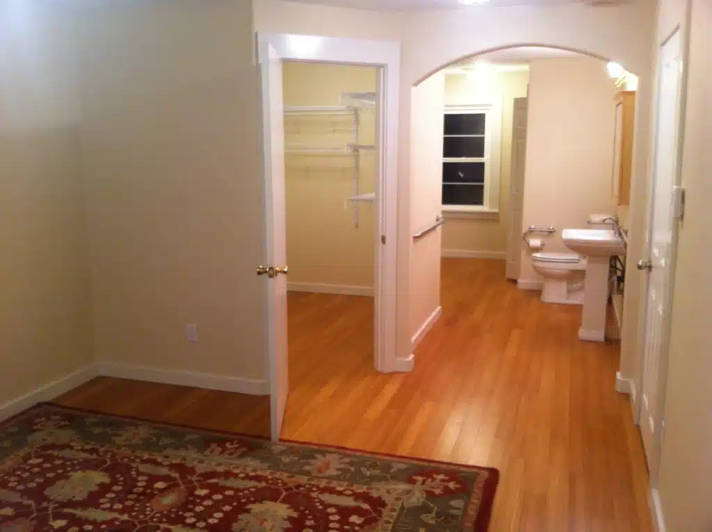 Closet framing and trim preparation before finish installation