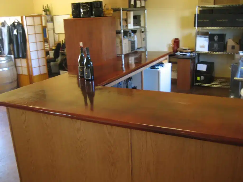 Tasting bar and storage area during Newberg build-out